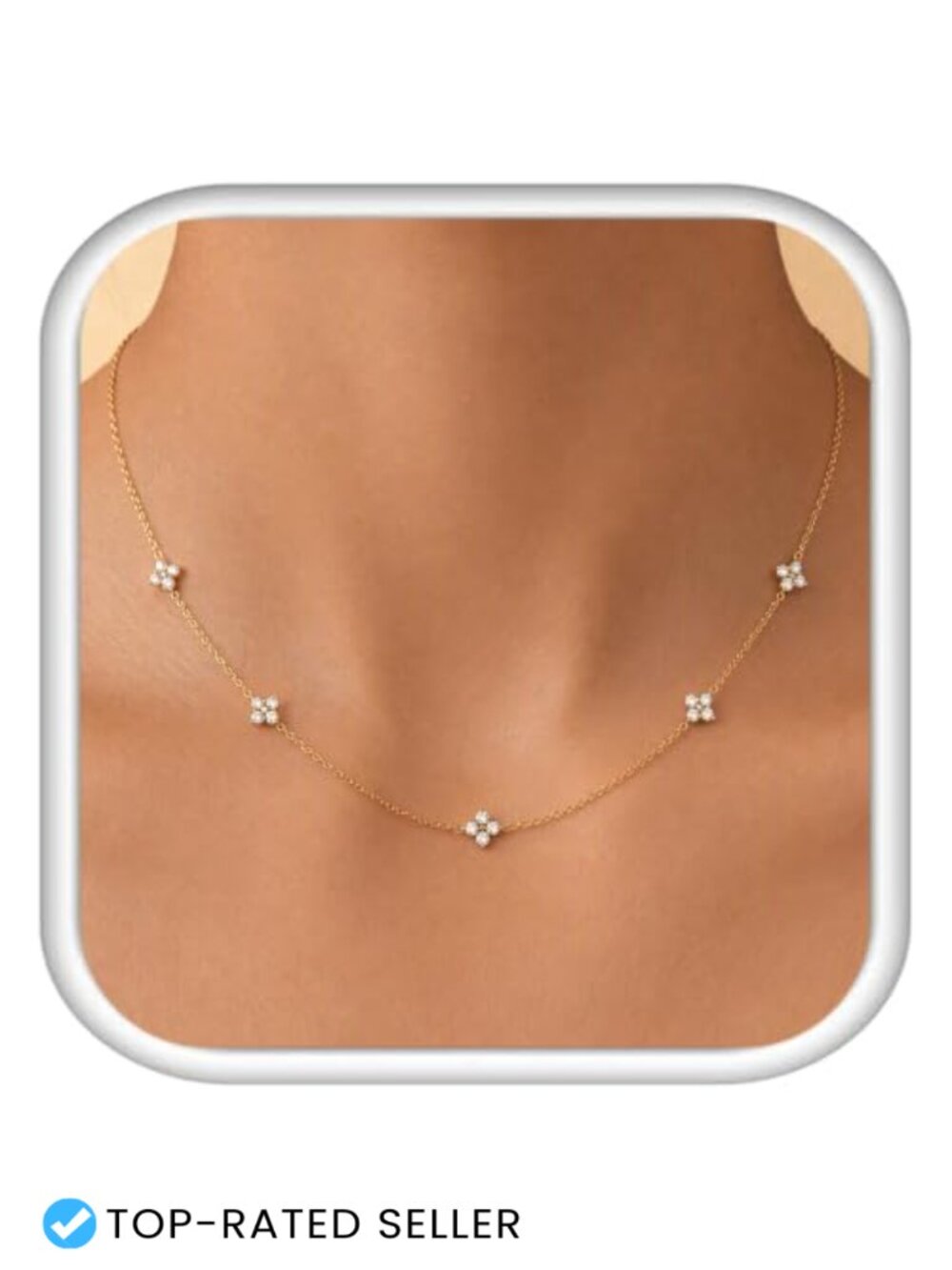 14K Gold Plated Dainty Four-Leaf Clover Choker Necklace Women Wedding Gift